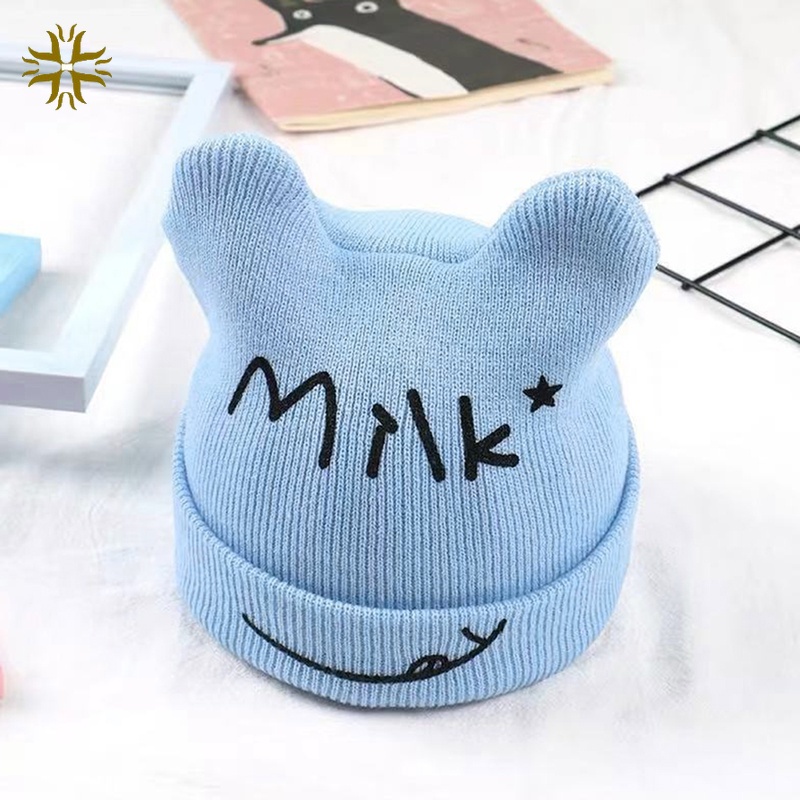 Nón Đan Len Họa Tiết Dễ Thương Thời Trang Thu Đông Cho Bé Jp3