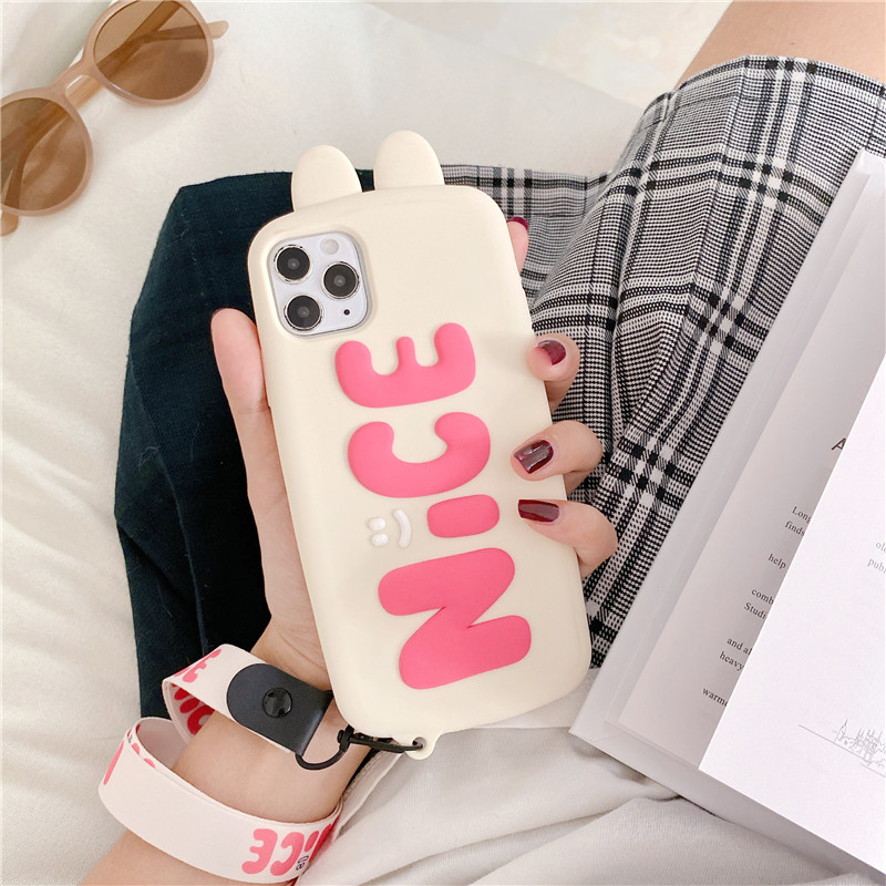 Ốp Lưng Silicone Mềm Hình Tai Thỏ 3d Cho Iphone X / Xr / Xs Max / Se 2020 / 6s / 7 / 8 Plus