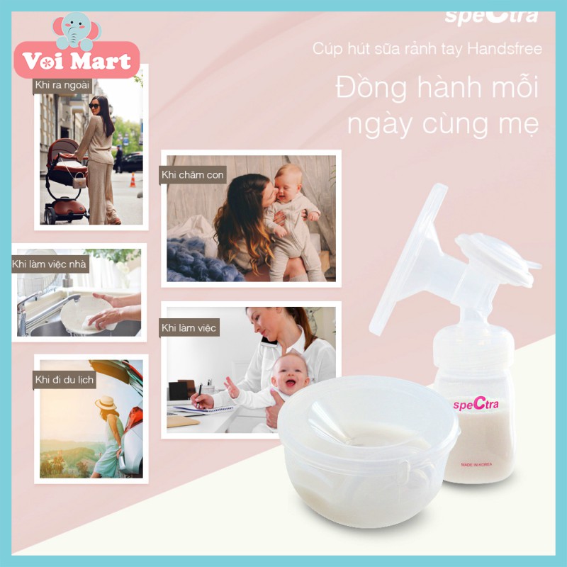 ⚡𝑭𝑹𝑬𝑬𝑺𝑯𝑰𝑷⚡ Bộ 2 Cup hút sữa rảnh tay Spectra Handsfree Size 17/19/21/24/28mm- Chính Hãng Spectra