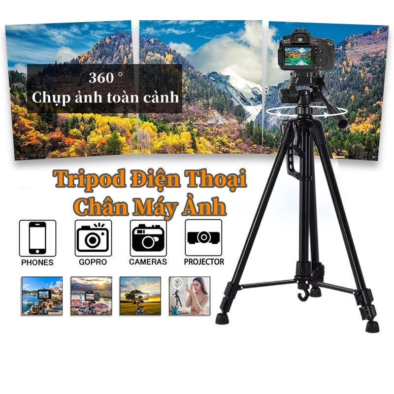 Gậy Giá Đỡ Chụp Ảnh Điện Thoại Tripod 3 Chân Gậy Điện Thoại Gậy Livestream,QuayTikTok,Chụp Ảnh Tương Thích Với Các Máy