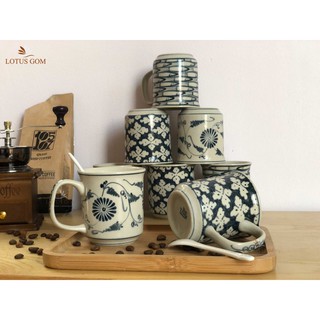 Cốc Cà Phê Latte Men Rạn Vẽ Tay Thủ Công