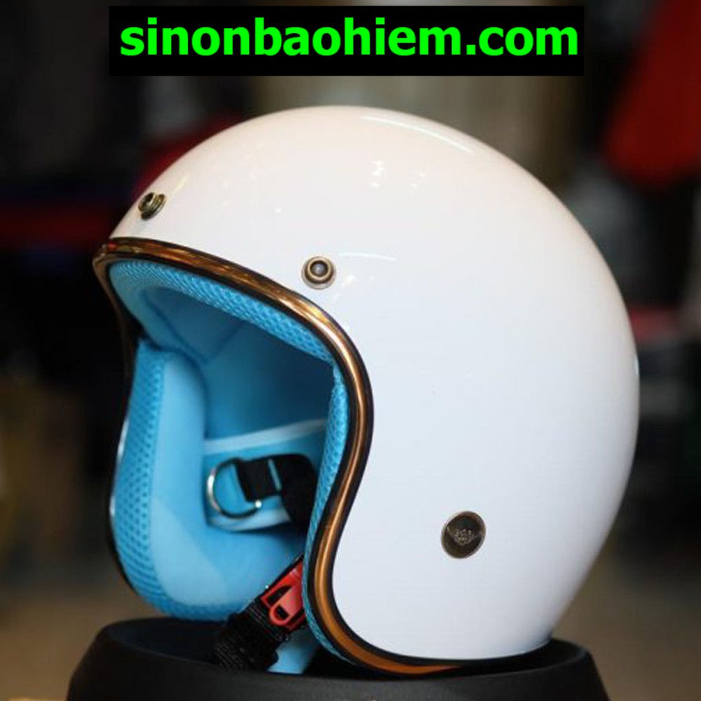 Nón Bảo Hiểm 3/4 Giá Sỉ - Nón Bảo Hiểm 3/4 Lòng Nhiều Màu Nón Đẹp Chất Lượng Dành Cho Khách Phượt Trắng Lòng Xanh Mh04