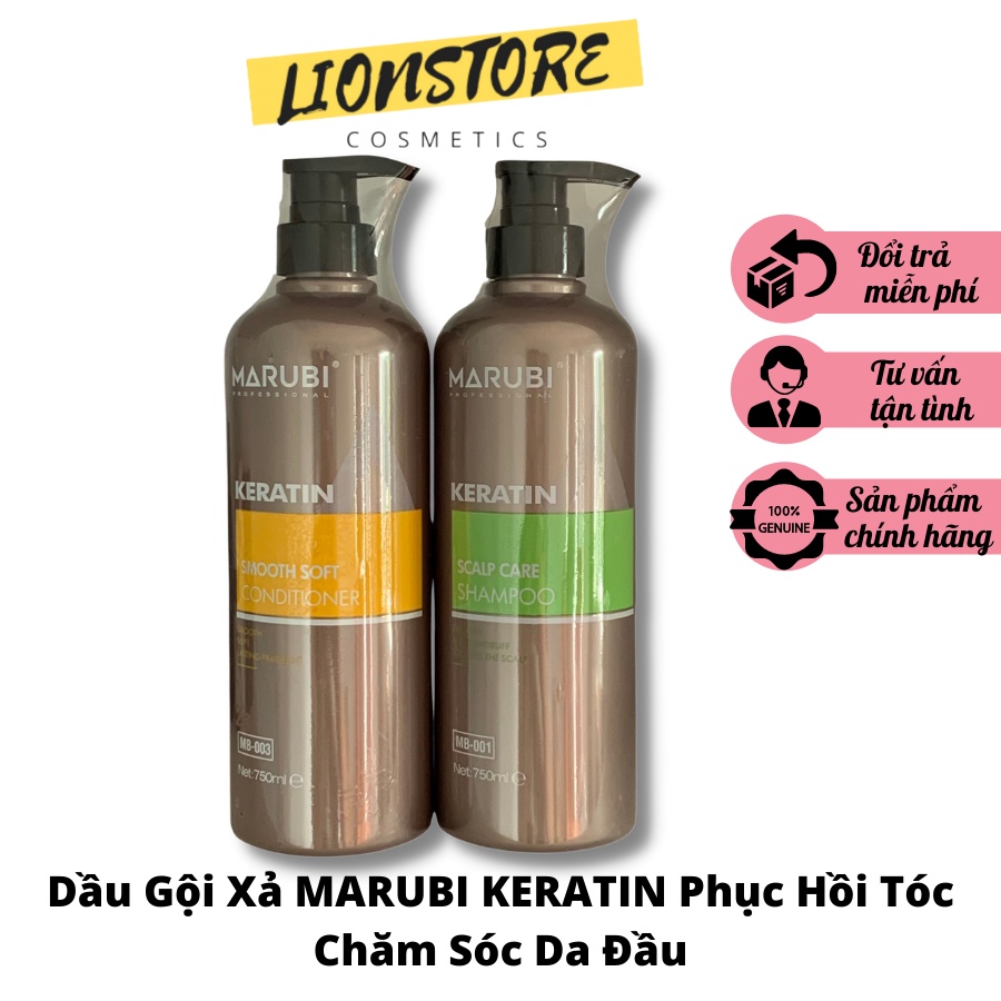 Dầu gội xả keratin Marubi phục hồi hư tổn giảm rụng tóc 750ml chính hãng