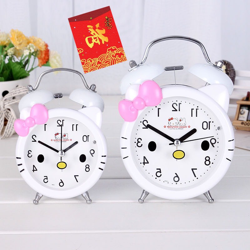 Đồng Hồ Báo Thức Chuông Đôi Reo To Hình Kitty Dễ Thương Chichi