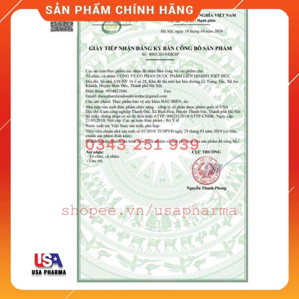 Tinh chất hàu biển USA - hỗ trợ cải thiện tình trạng xuất tinh sớm, rối loạn cương dương - Lọ 30 viên