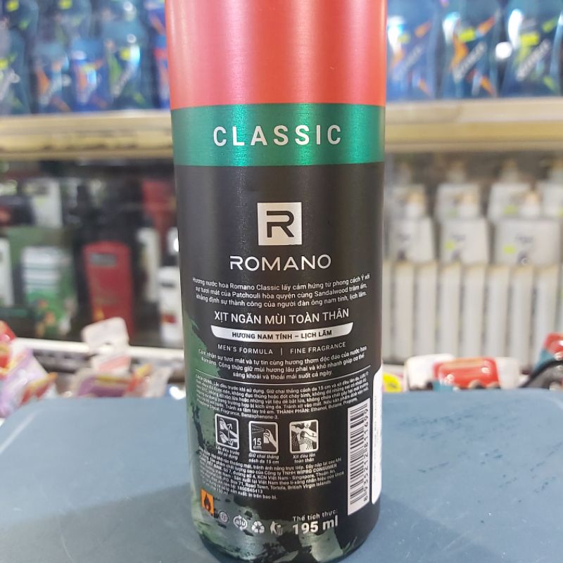 Xịt ngăn mùi ROMANO classic 195ml