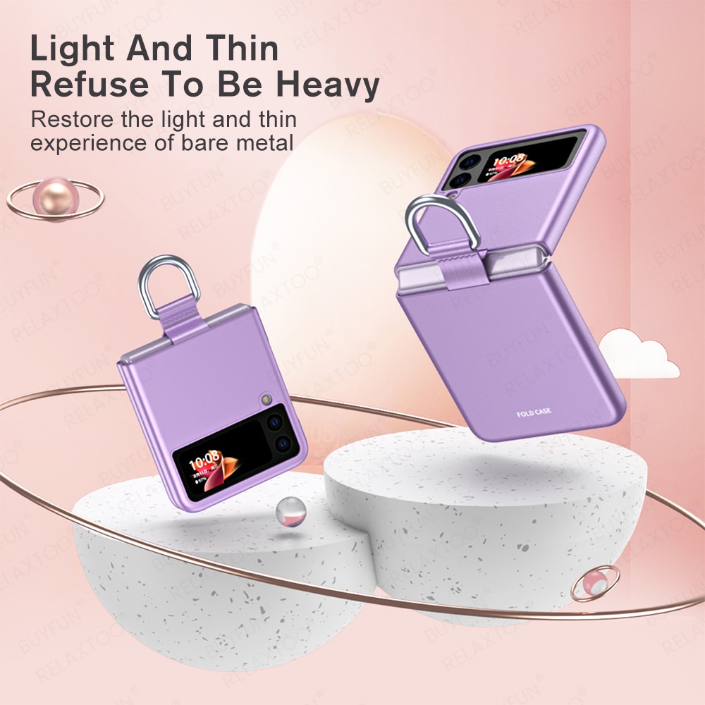Ốp điện thoại PC cứng siêu mỏng kèm móc xỏ ngón cho Samsung Galaxy Z Flip 3 5G Z Flip3