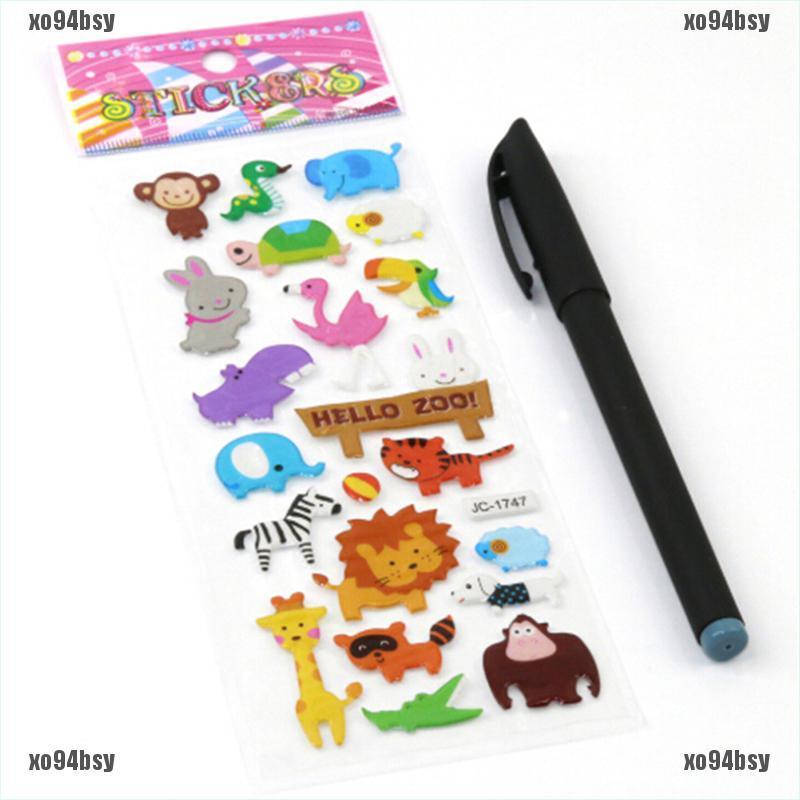 [xo94bsy]5 Sheets Cute Cartoon Scrapbooking Bubble Puffy Stickers Reward Kids Gi