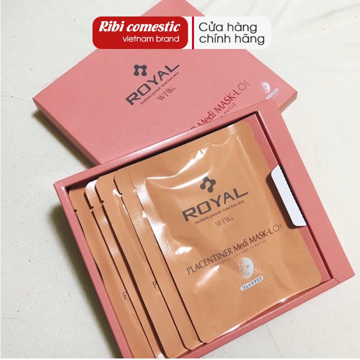 -𝕽𝖎𝖇𝖎- Hộp 5 Miếng Mặt nạ nhau thai ROYAL Placentiner Medi Mask-L ( Bản Thuần Nhật )