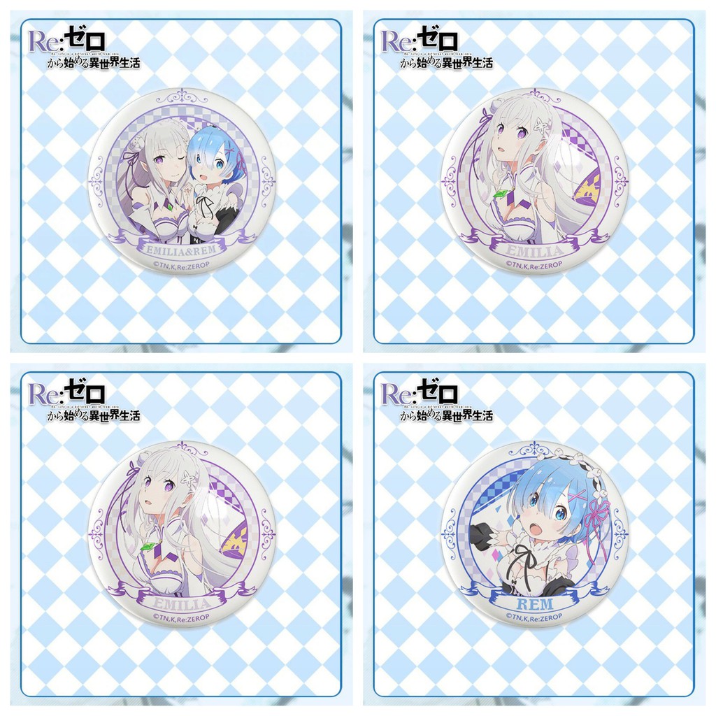 Combo 3 huy hiệu cài áo IN HÌNH Re:Zero Bắt đầu lại ở thế giới khác anime chibi dễ thương tiện lợi