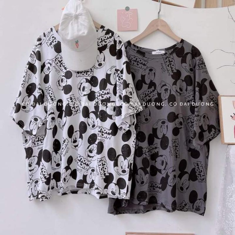 [Rẻ Vô Địch] Áo cotton tay lỡ Unisex mặc đôi ,nhóm , lớp------ Áo MiCKEY FULl