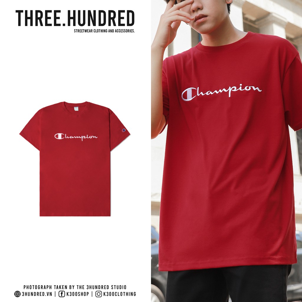 ÁO THUN CHAMPION BIG LOGO CHỮ THÊU MÀU ĐỎ