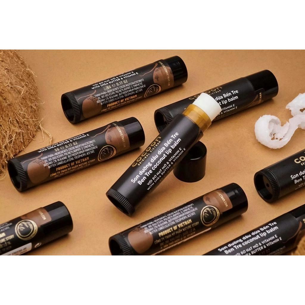 Tẩy da chết, Son dưỡng dầu dừa Bến Tre Cocoon dưỡng ẩm môi 5g