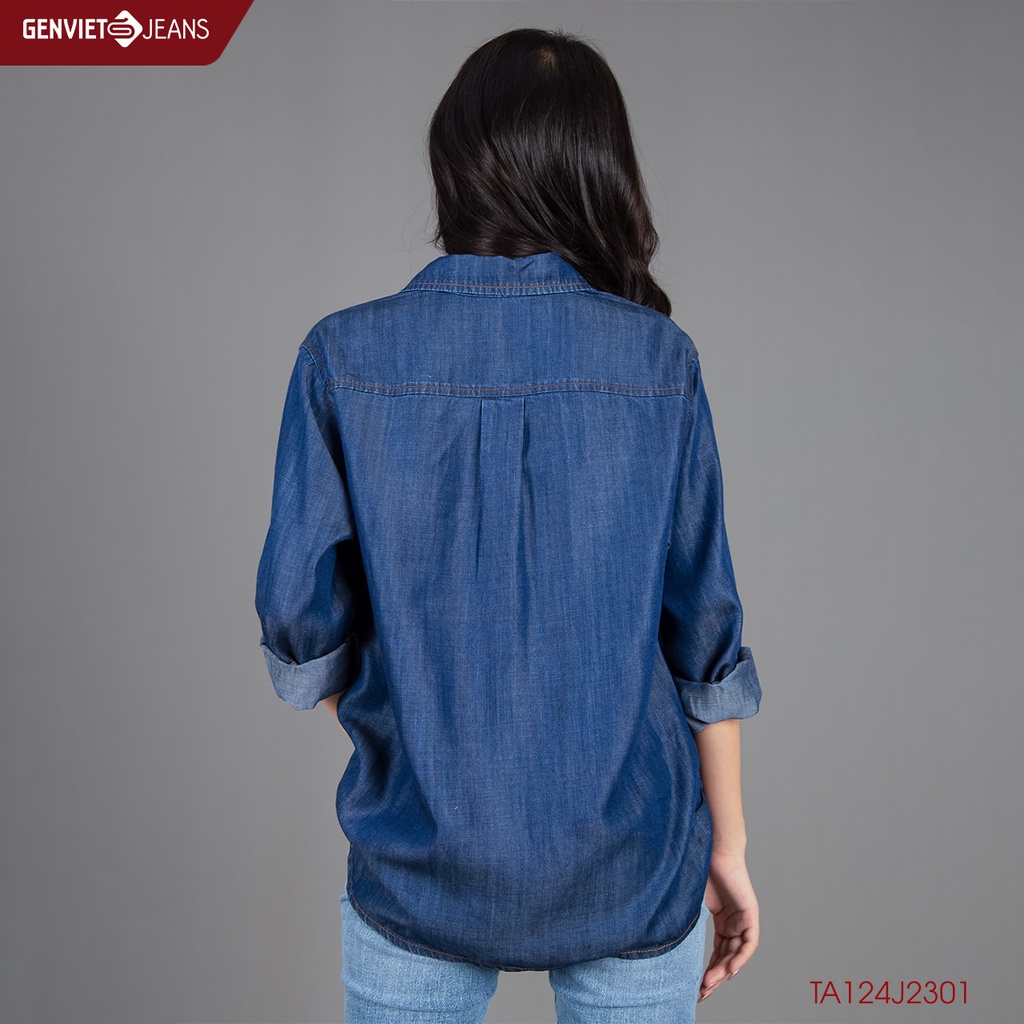 Áo Sơ Mi Jeans GENVIET Dài Tay Oversize TA124J2301