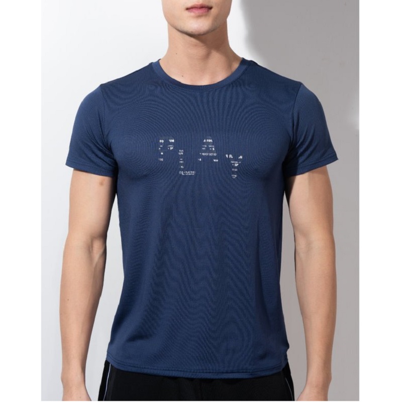 Áo Thun Nam Ngắn Tay Cổ Tròn Owen TSN22500 Áo Phông T-Shirt Màu Xanh In Chữ Trắng Vải Polyester Thể Thao Dáng Body Fit