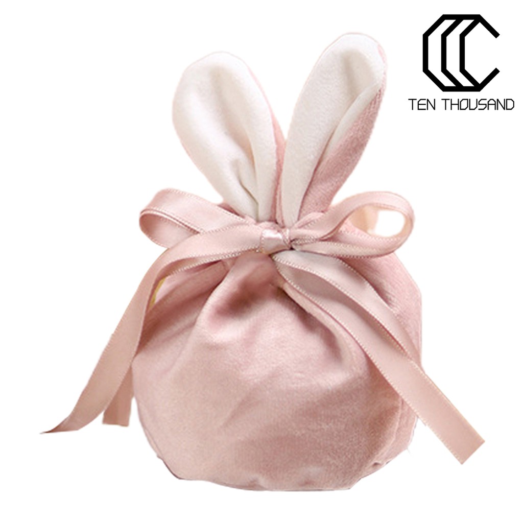 Túi vải nhung đựng quà thiết kế tai thỏ dễ thương cho ngày lễ phục sinh