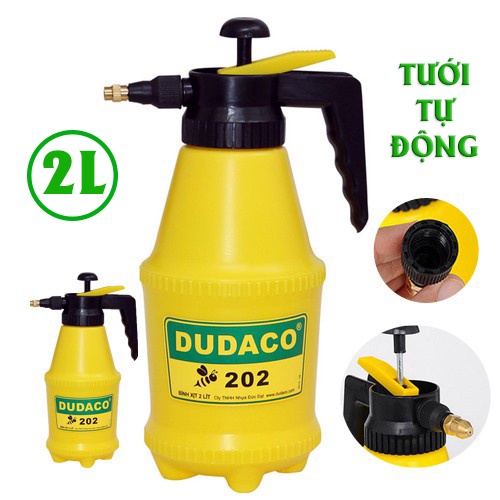 Bình Tưới Cây, Phun Thuố-c Bơm Tay DUDACO 2L Màu Vàng- bấm tưới tự động