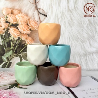 Chậu Trồng Sen Đá 🌵 Cây Mini Tiểu Cảnh 🌳 Để Bàn 6 màu Hình Trụ Gốm Sứ Bát Tràng Decor Gốm Ngô Gia