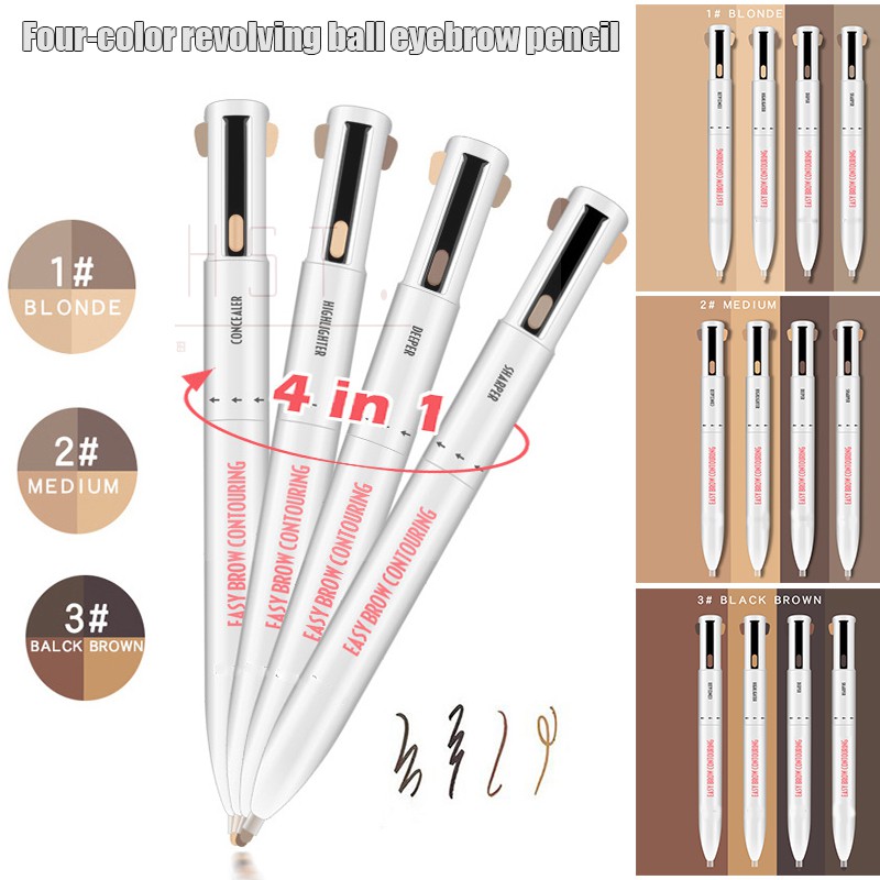 (Hàng Mới Về) Bút Kẻ Lông Mày 4 Trong 1 Chống Nước Chống Mồ Hôi Tiện Dụng