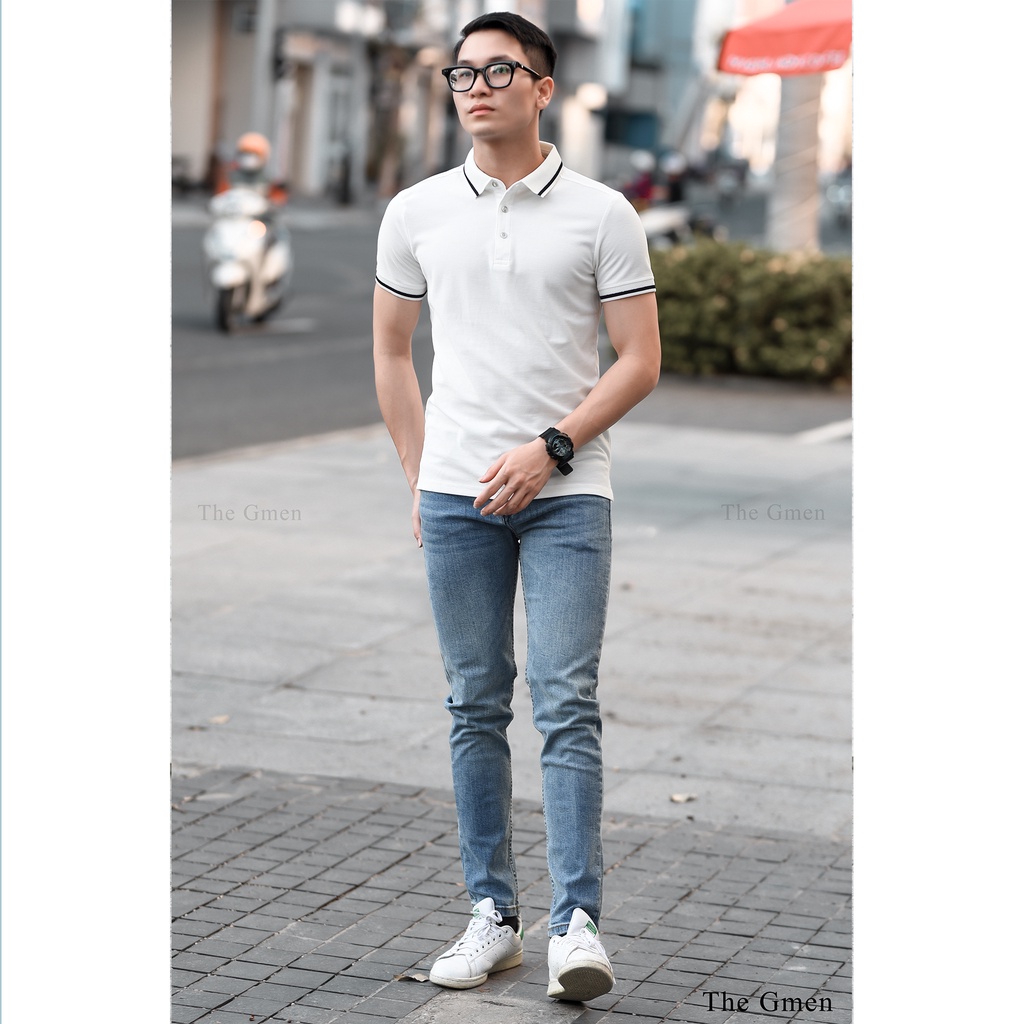 [Giảm 10% Mã SKMLTSM12]Áo Polo nam The GMEN Button Polo Shirt vải cá sấu Cotton xuất xịn,chuẩn form | BigBuy360 - bigbuy360.vn