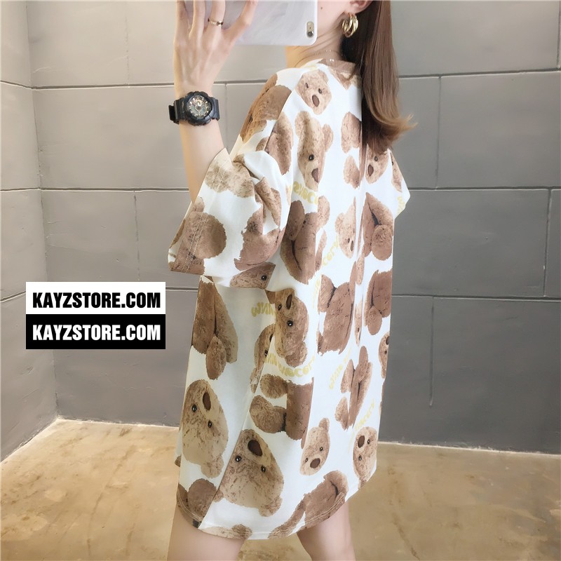 [FREESHIP] Áo Thun Tay Lỡ Form Rộng Unisex Cotton 100 Mềm Mịn Gấu Nâu Màu Trắng | BigBuy360 - bigbuy360.vn