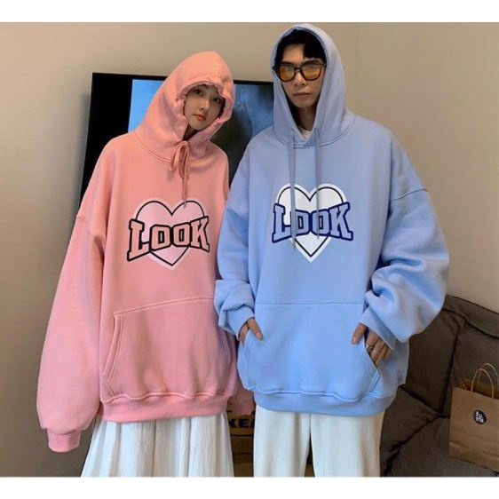 Áo Nỉ Bông Thời Trang UNISEX Hoạ Tiết Look Trái Tim Cute / HOODIE FREESIZE 💜 MiQa | BigBuy360 - bigbuy360.vn