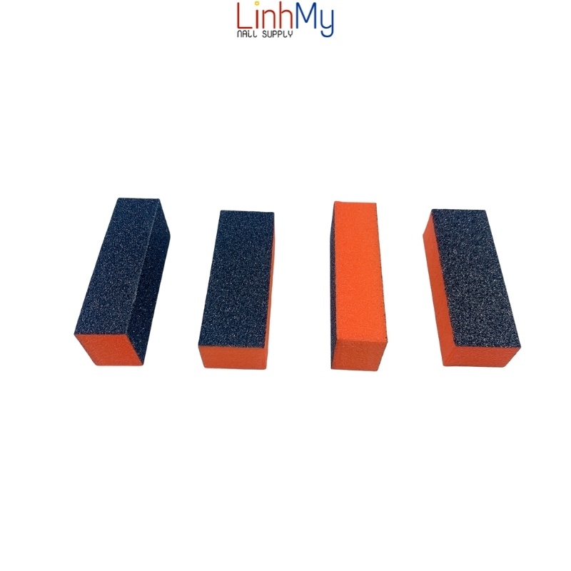 Set 10 cục phao chà móng buffer dũa móng màu cam đen loại to