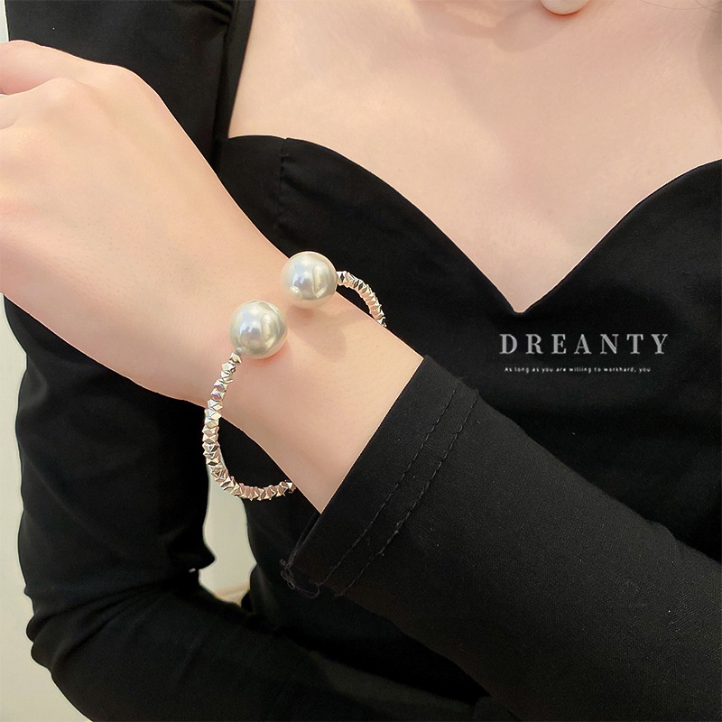 Dây Chuyền Hai Lớp Màu Bạc Đính Ngọc Trai Phong Cách Retro Thời Trang Mới