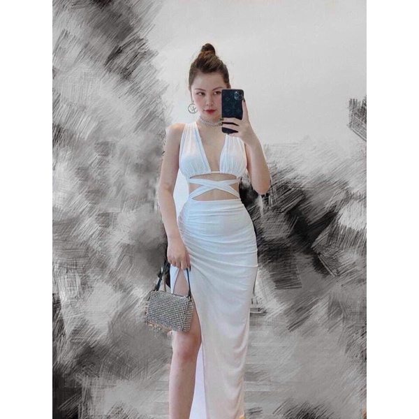 Bikini dây cột chéo phối chân váy dài 2 màu