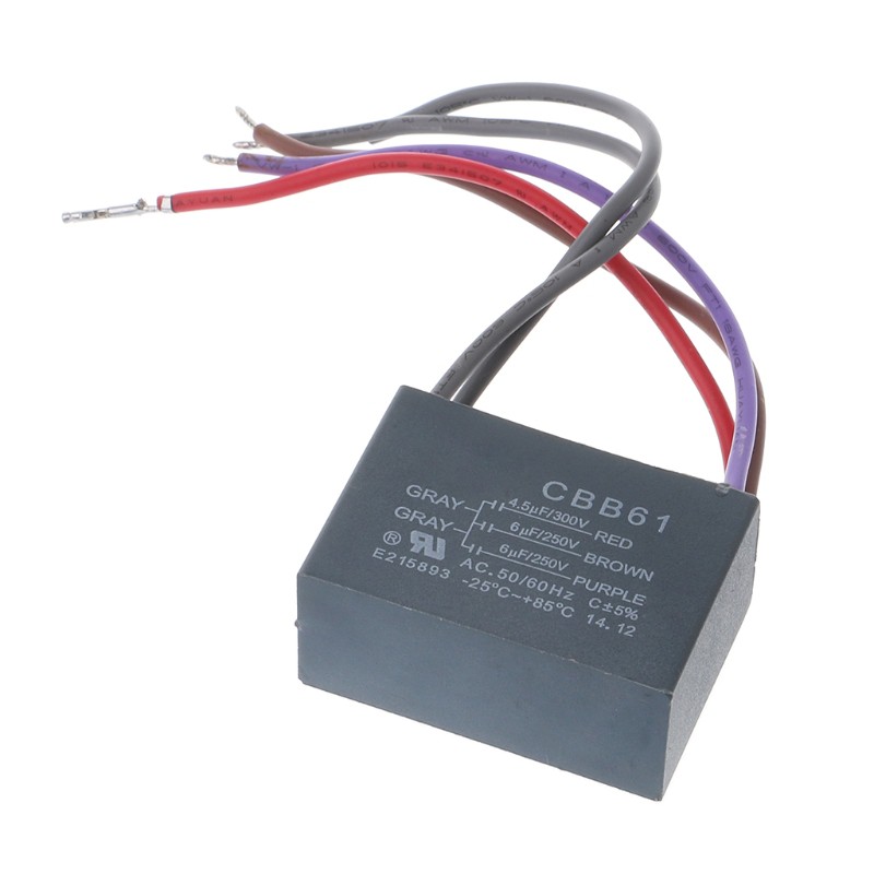 Tụ điện gia dụng 4.5uf + 6uf + 6uf 5 Wire 250V 5 Speed