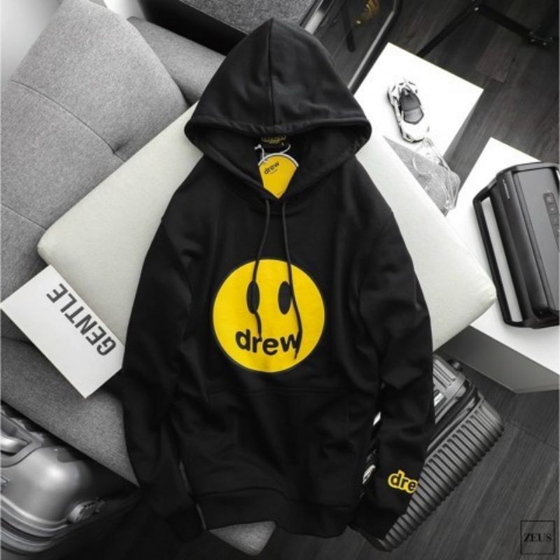 Áo hoodie nam nữ in hình mặt cười chữ drew, mẫu áo khoác nỉ có mũ chống lạnh thời trang thu đông