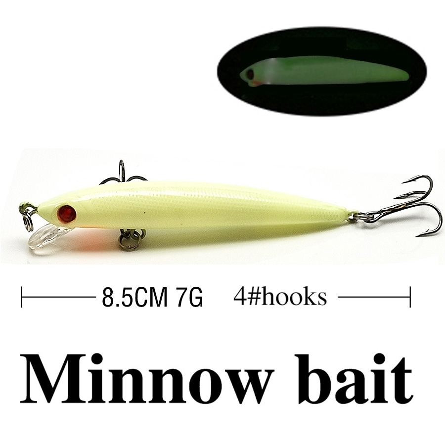 Shengyao Mồi Cá giả câu cá Minow siêu nhạy/Mồi câu phát sáng độ lặn sâu 0.5-1.5M/Minnow/VIB/SPinner/Lead Bait