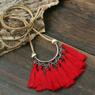 Vòng cổ boho màu xanh lá / xanh da trời hoạ tiết dạng lưới