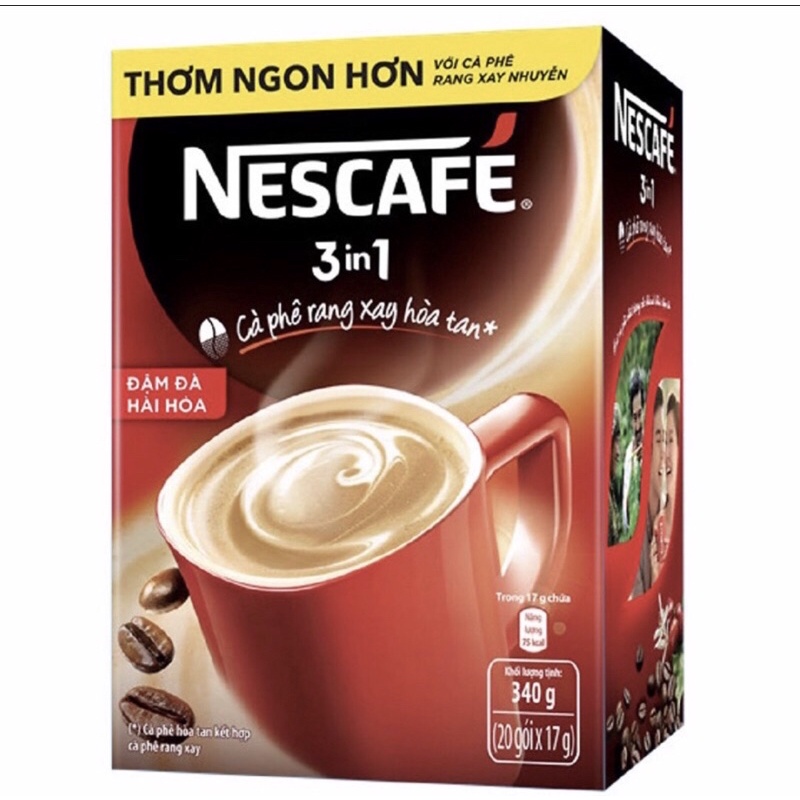 Cà phê hòa tan NesCafé 3 trong 1 đậm đà hài hòa 340g (17g x 20 gói)