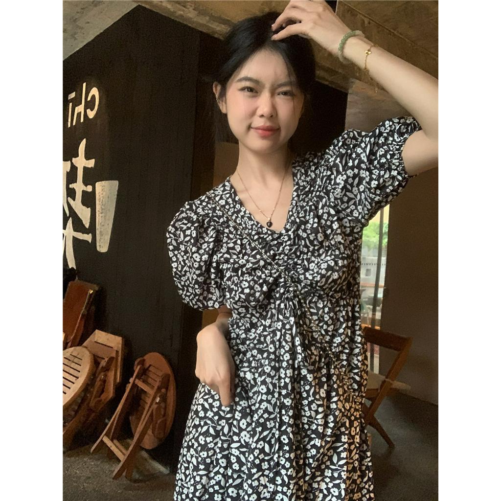 Đầm Hoa Xếp Ly Dáng Ôm Thời Trang Mùa Hè Pháp Quý Phái 63881