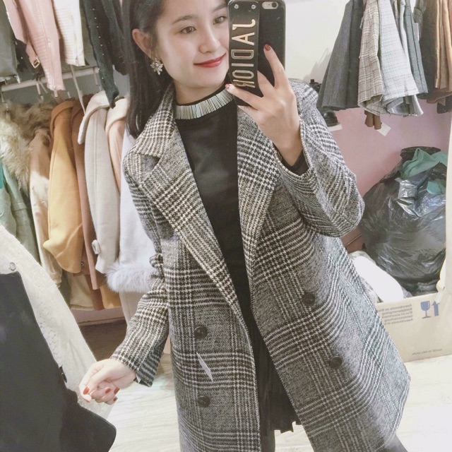 Dạ vest caro hai lớp