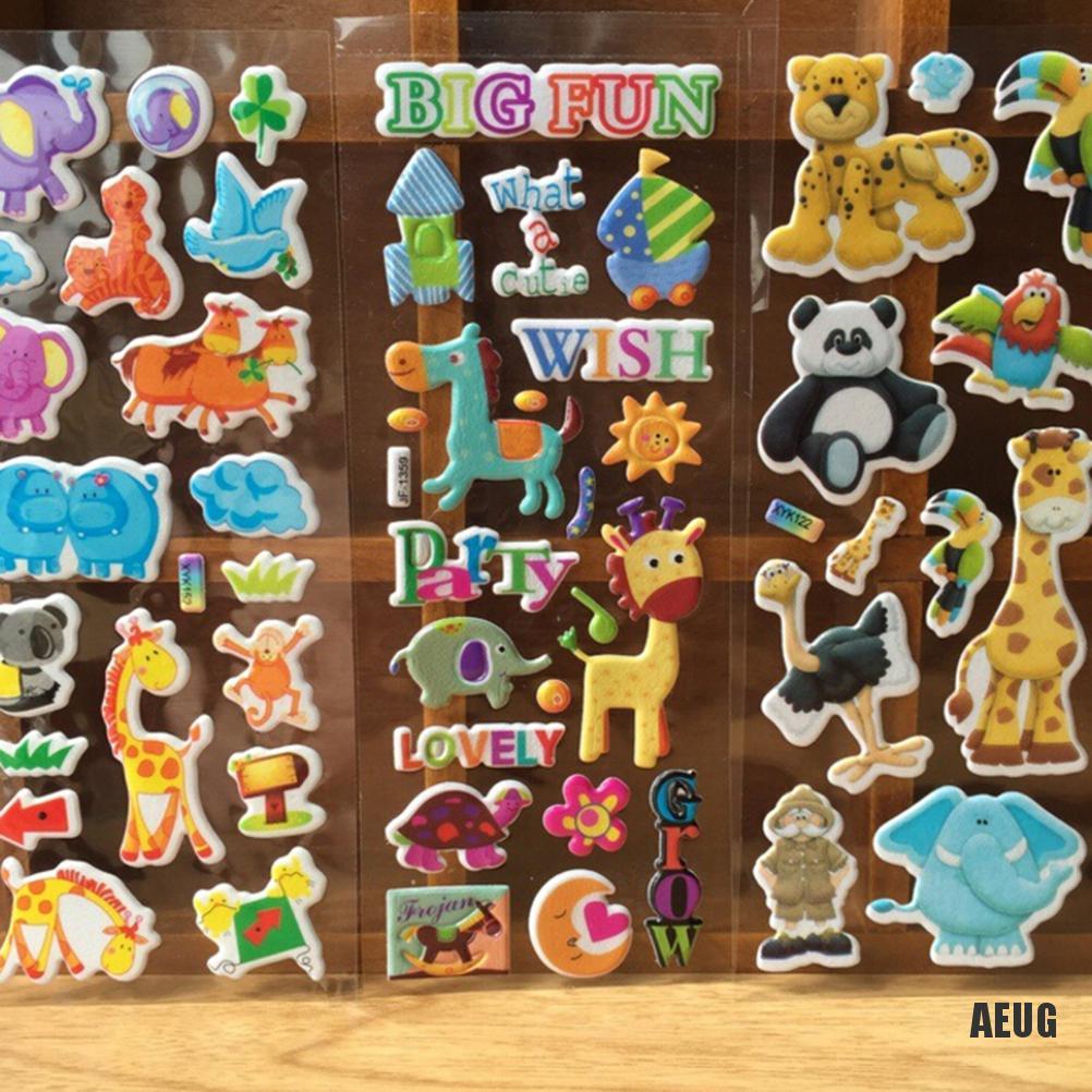 Bộ 10 Miếng Dán 3d Họa Tiết Hoạt Hình Cho Bé