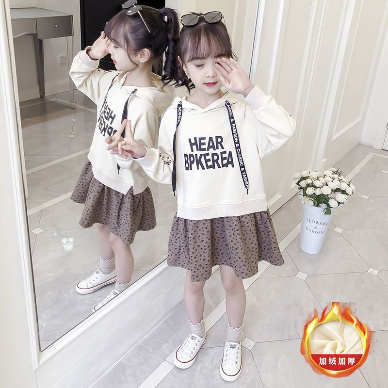 ❀Hàng giao ngay❀8-14 tuổi, quần áo trẻ em, Áo Thun Tay Dài Giả Hai Lớp Dáng Rộng Dày Dặn Thời Trang Thu Đông Cho Bé Gái