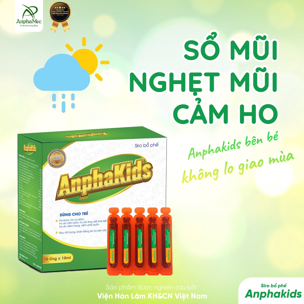 Siro ho cho bé Anphakids ,Viện Hàn Lâm, hộp 10 ống