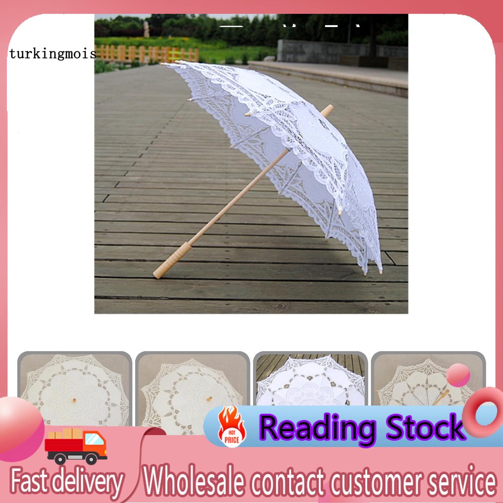 Dù che nắng 2 màu tùy chọn họa tiết ren hoa tinh tế cho chụp ảnh