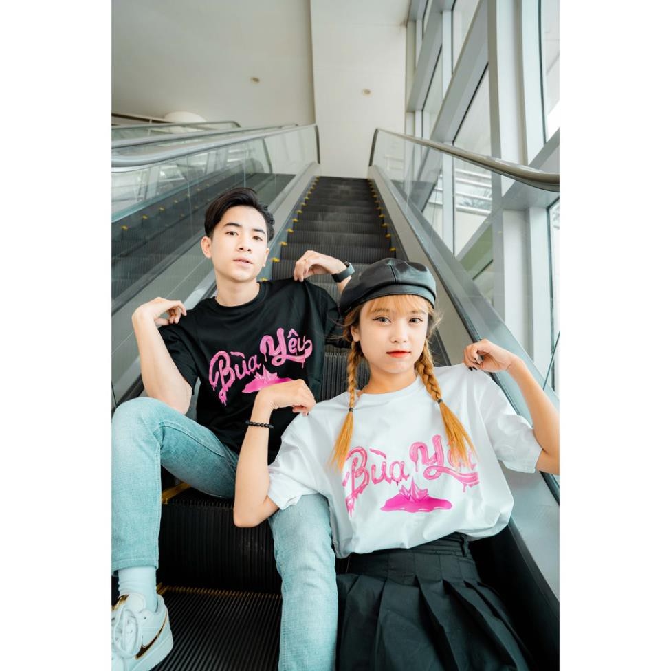 Áo ulzzang thun tay lỡ thời trang nam nữ  FIDÉ 100% cotton dáng unisex form rộng in hình BÙA YÊU