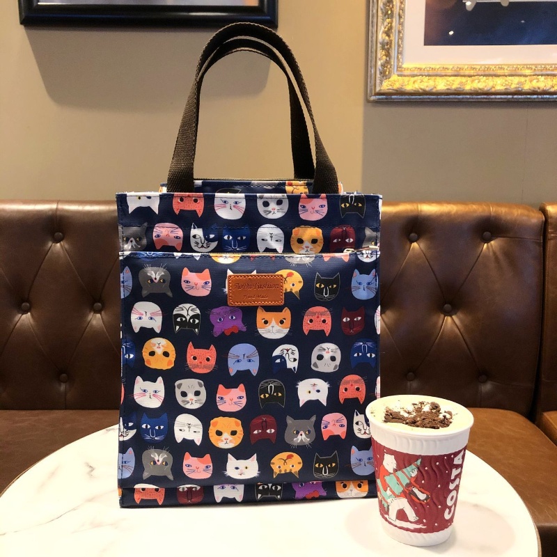 Túi tote cỡ A4 IELGY chống thấm nước có khóa kéo in họa tiết hoạt hình dễ thương