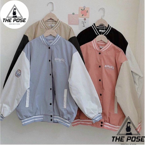 Áo Khoác Dù Bomber BABGE Ulzzang Nam Nữ Unisex Form Rộng Jacket Chống Nắng 2 lớp THE POSE