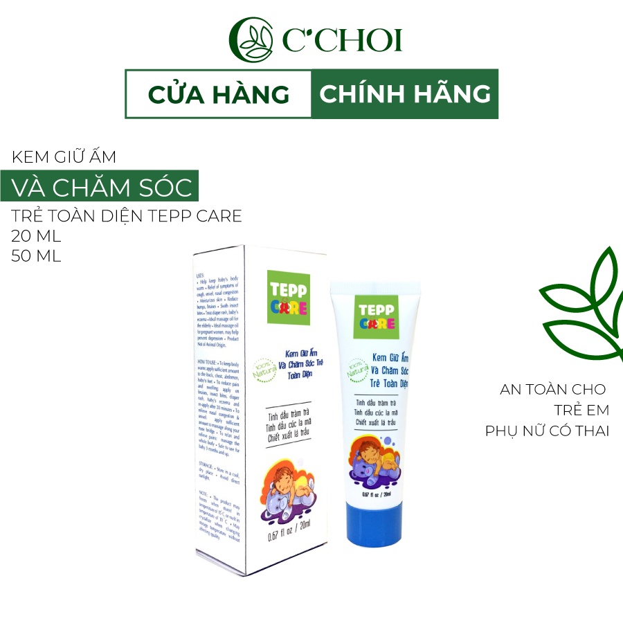 Kem Giữ Ấm Cho Bé C'CHOI TEPP CARE Mùi Thơm Đặc Trưng Của Tinh Dầu Giảm Hăm Tã Tan Vết Sưng Trên Mặt 20ml