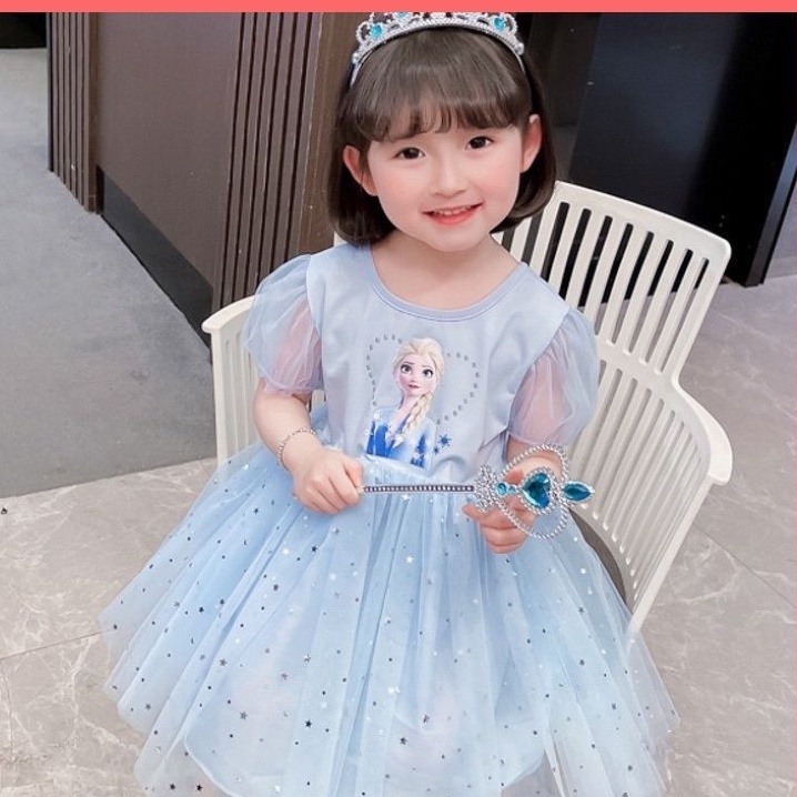 Váy elsa 3D 3 lớp siêu mềm mịn siêu đẹp cho bé gái
