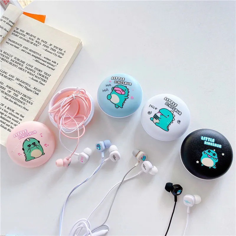 Tai nghe nhét tai khủng long nhiểu màu sắc jack cắm tròn 3.5mm có micro dễ sử dụng