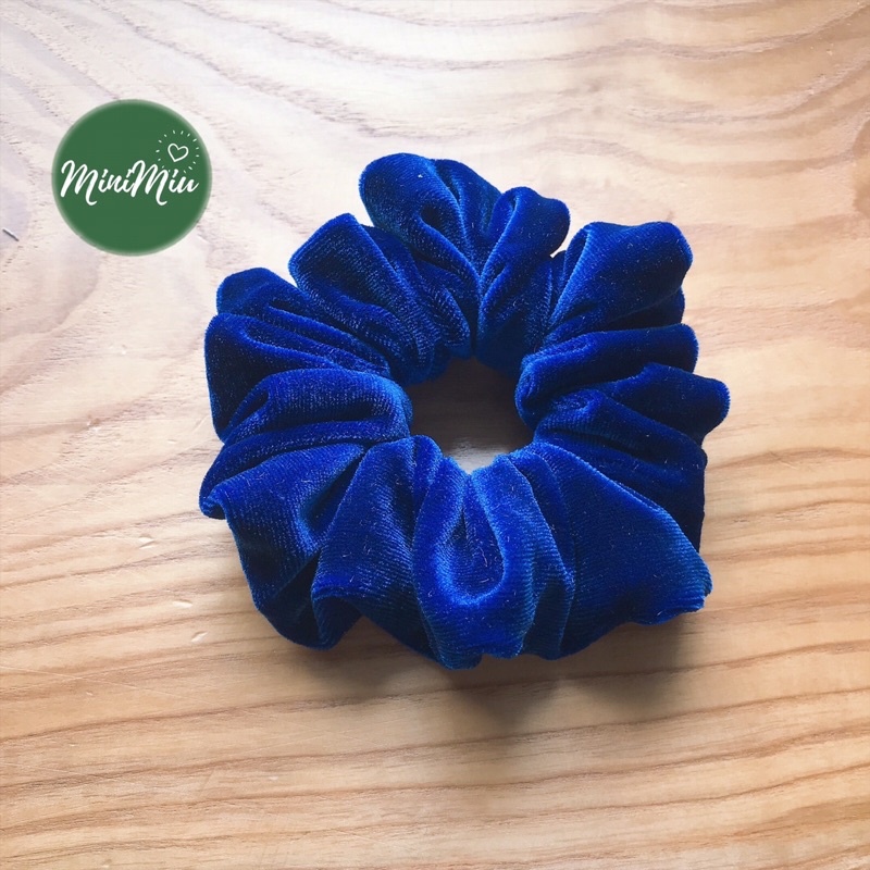 Dây cột tóc nữ Scrunchies trơn SIZE MEDIUM vải nhung mềm mịn / đồ buộc tóc nhung bản 4CM độ nhún dày- Minimiu