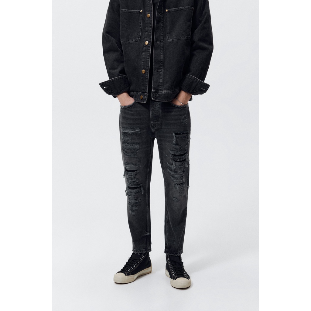Quần Jeans Nam ZARA Authentic Slim Fit Rách Đáp Kín Fit Đẹp