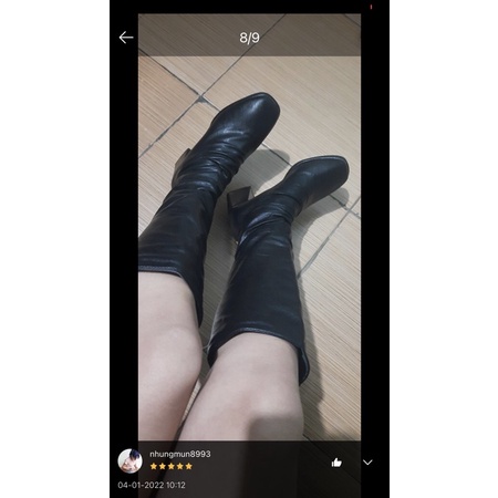 Giầy Bốt Nữ Boot Đùi/Ngắn Nhăn Da Lì Gót 7 Phân Khóa Sau Ôm Chân Chất Đẹp