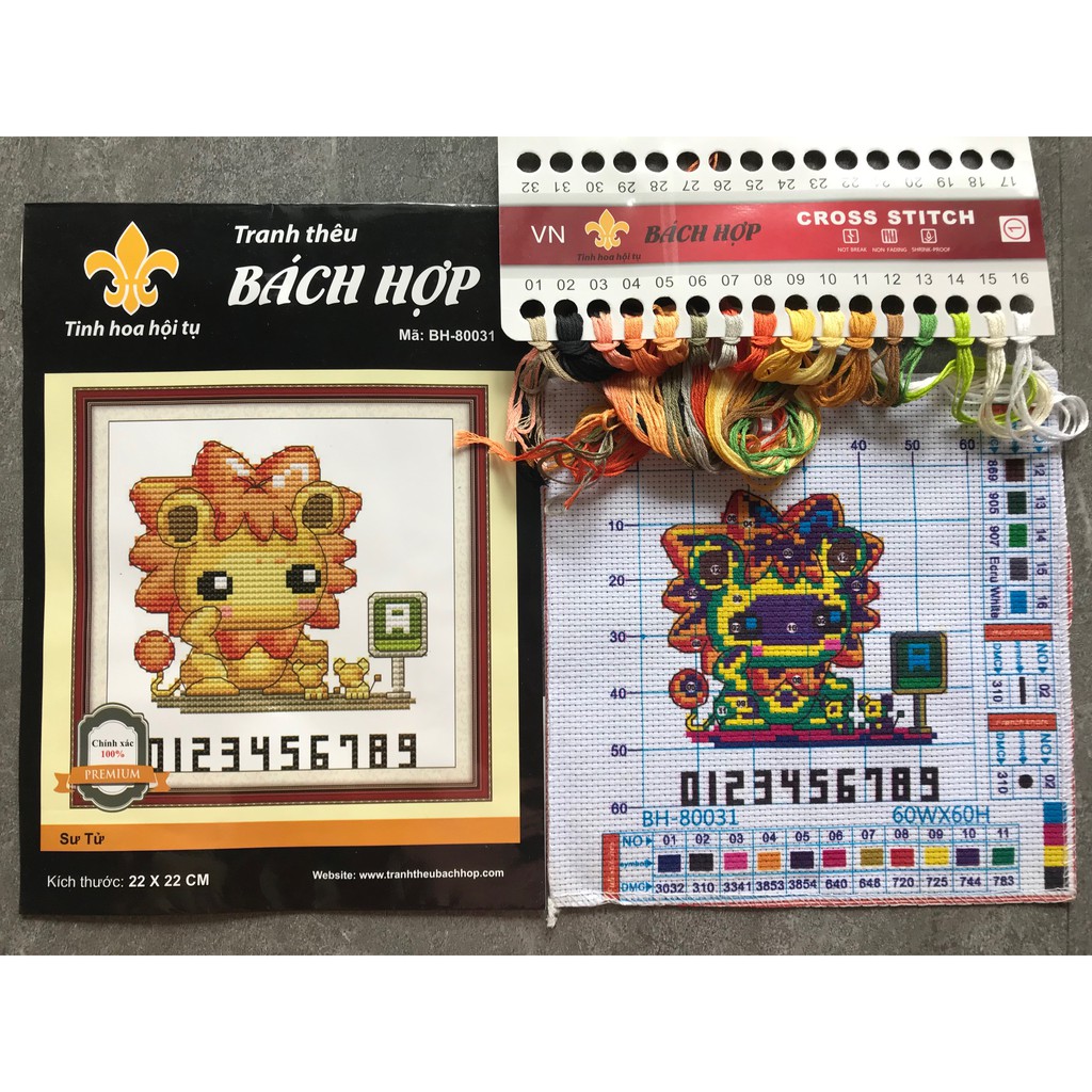 TRANH THÊU CHỮ THẬP HÌNH CUNG SƯ TỬ